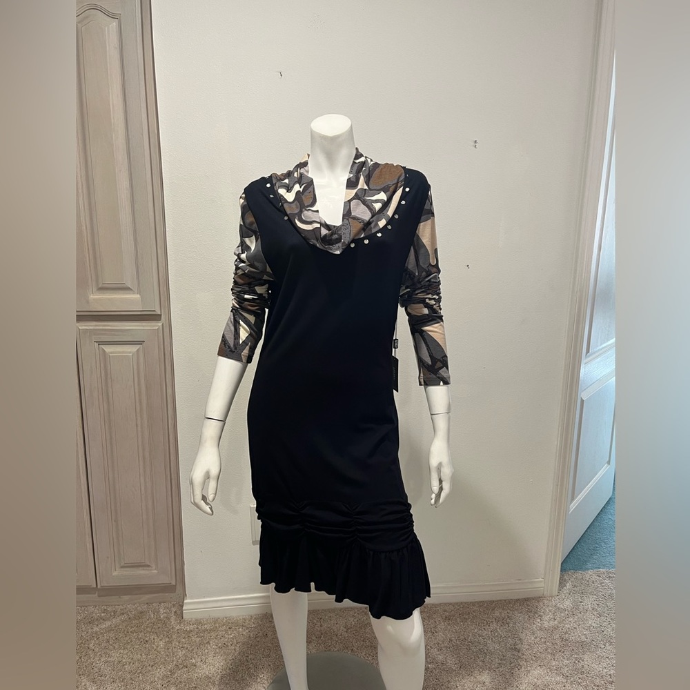São Paulo black dress with cowl neckline